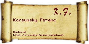 Korsunsky Ferenc névjegykártya